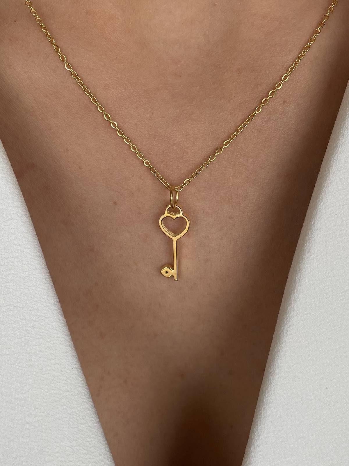 IMG_1493 Kalp Anahtar Desenli Çelik Kolye