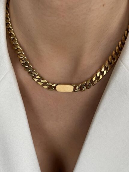 Özel Seri Plaka Detaylı Gurmet Tasarım Zincir Kolye