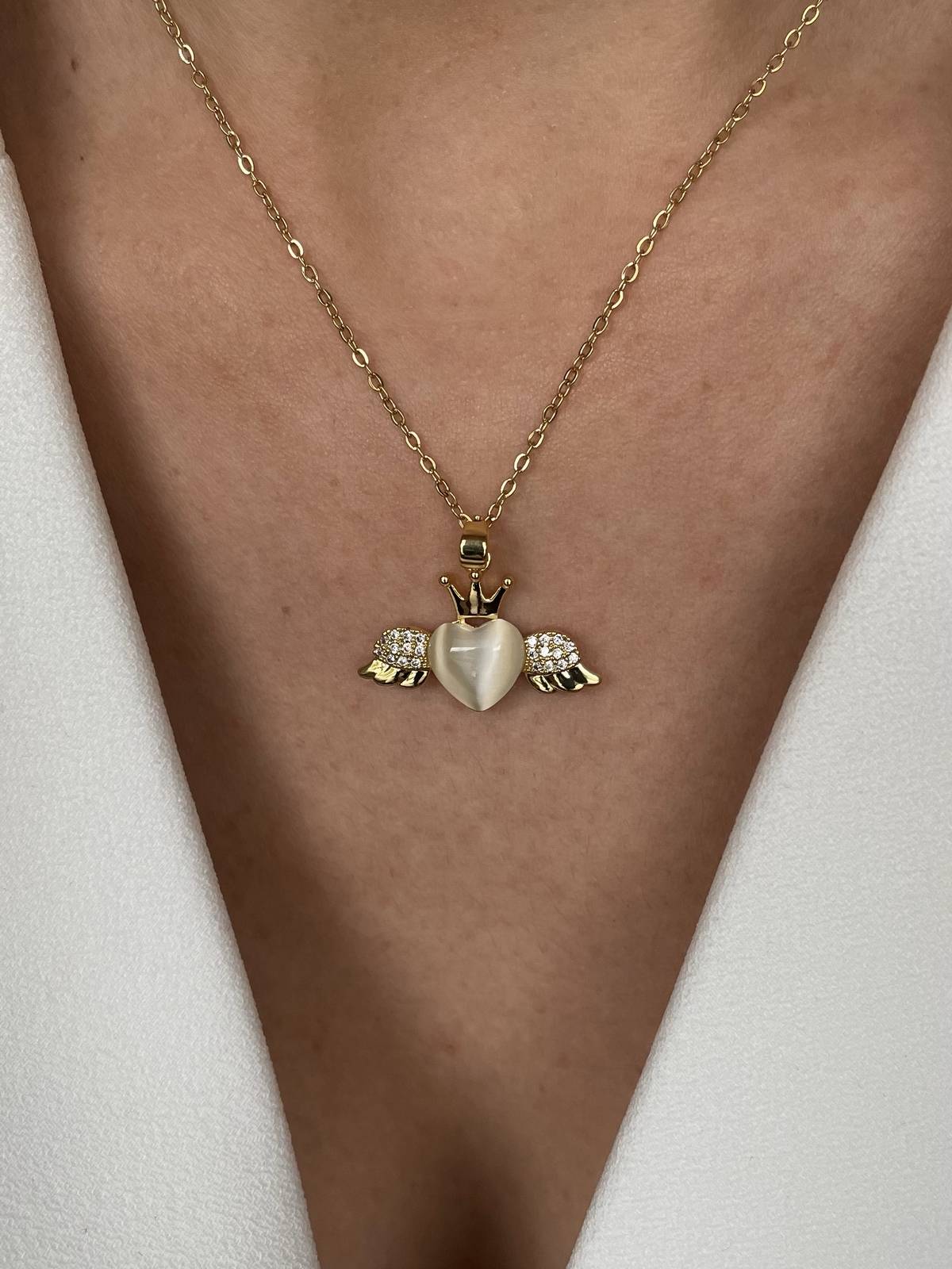 IMG_1667 Zirkon Taşlı Melek Tasarım Çelik Kolye