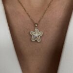 Gold Zirkon Taşlı Deniz Yıldız Çelik Kolye