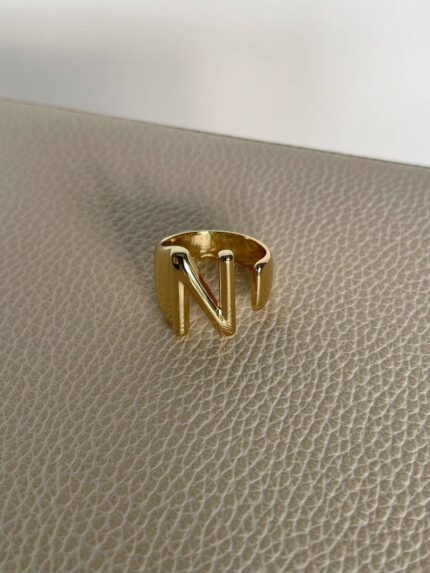 Özel Seri Kalın N Harfli Gold Yüzük