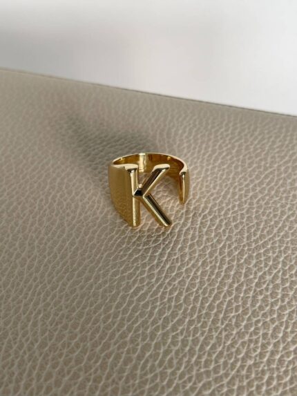 Özel Seri Kalın K Harfli Gold Yüzük