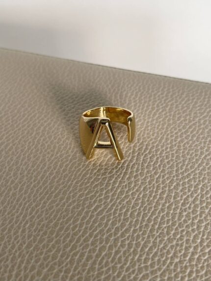 Özel Seri Kalın A Harfli Gold Yüzük