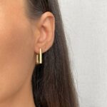 Özel Seri Uzun Kare Gold Tasarım Küpe