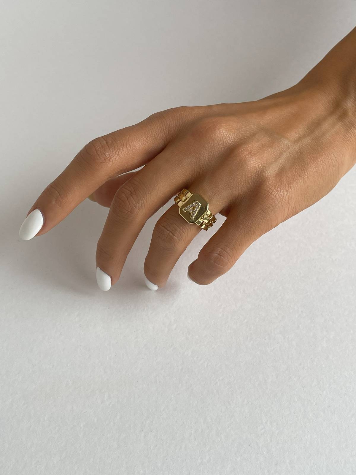 IMG_3025 Özel Seri Zirkon Taşlı Kalın Kemer Tasarım A Harfli Yüzük