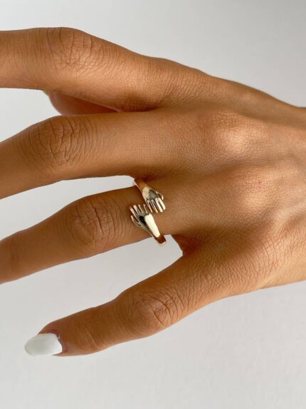 El Tasarım Çelik Gold Yüzük