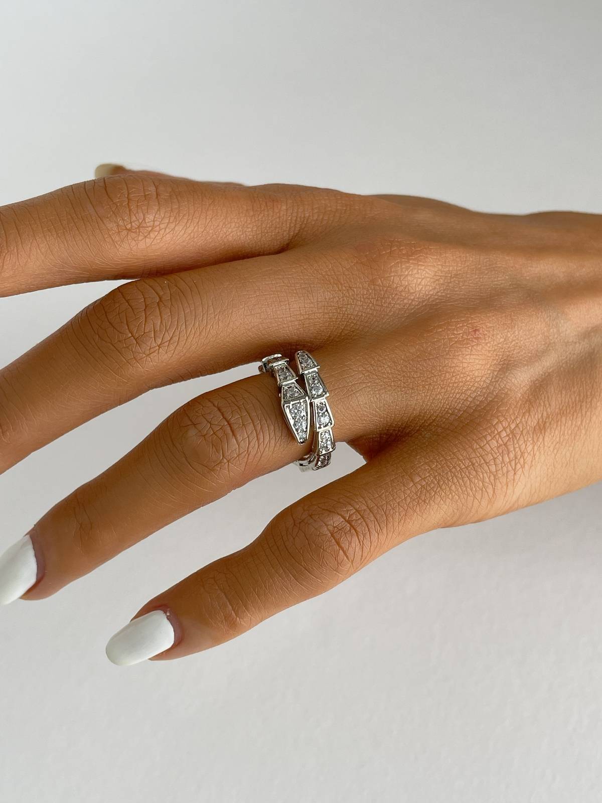 IMG_3770 Özel Seri Zirkon Taşlı Yılan Tasarım Gümüş Çelik Yüzük