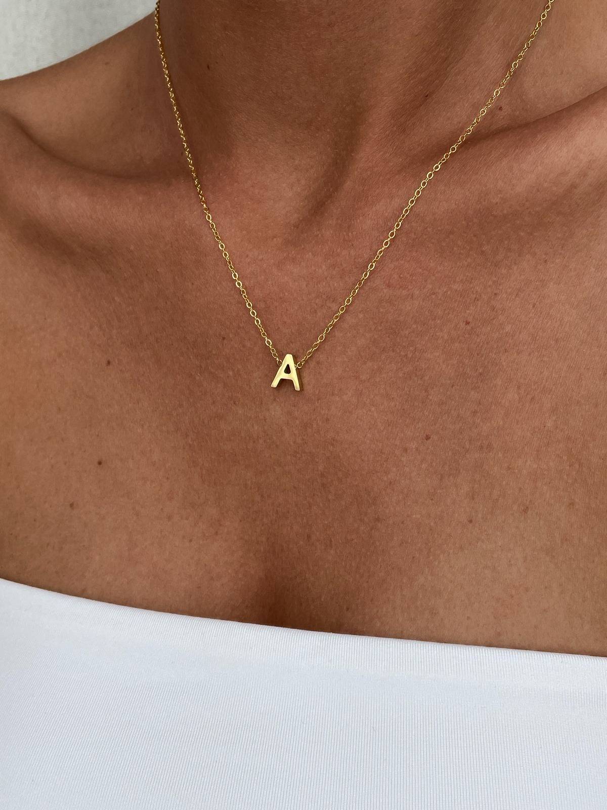 IMG_1483 Çelik Minimal A Harfli Kolye