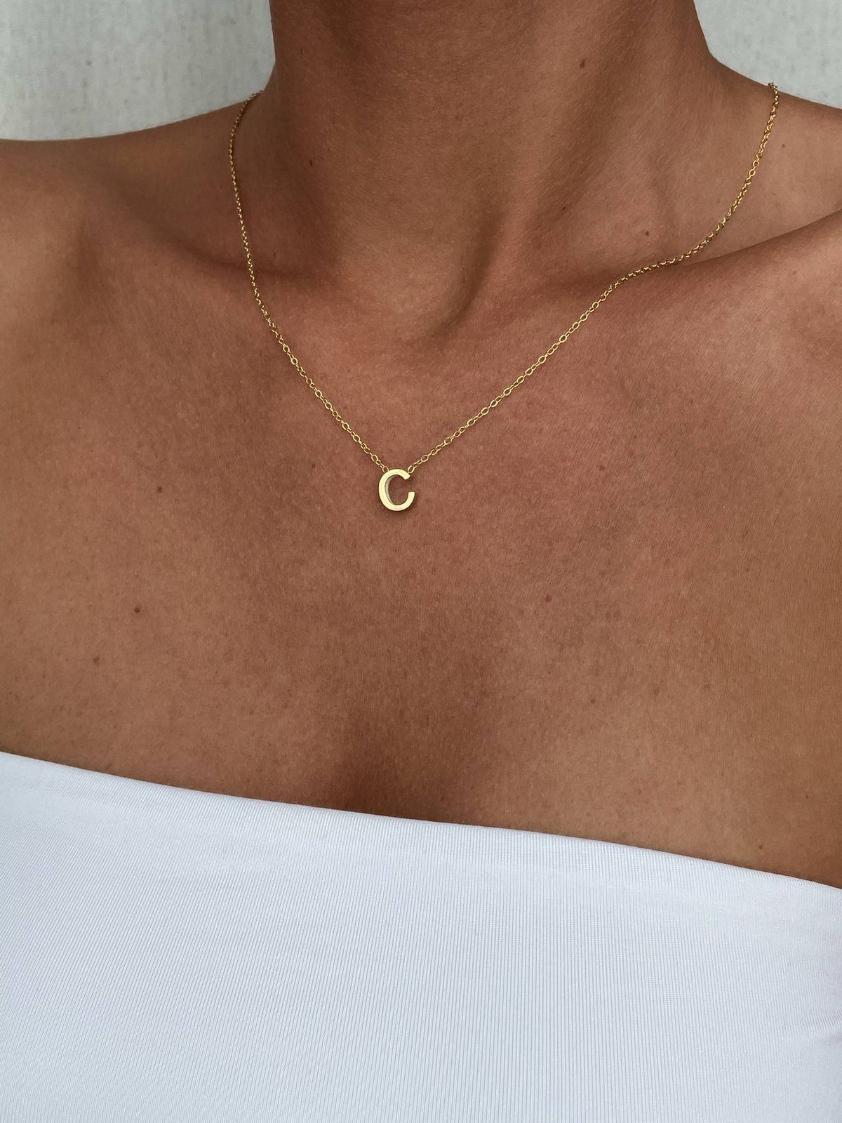 IMG_1674 Çelik Minimal C Harfli Kolye