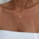 Çelik Minimal H Harfli Kolye