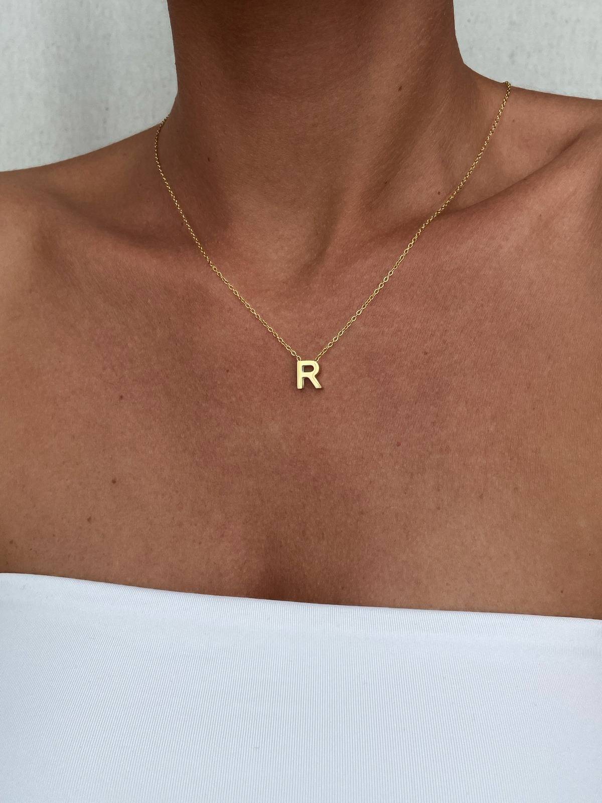 IMG_2207 Çelik Minimal R Harfli Kolye