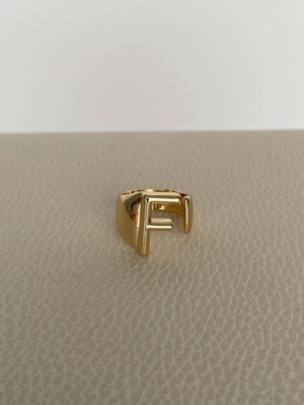 Özel Seri Kalın F Harfli Gold Yüzük