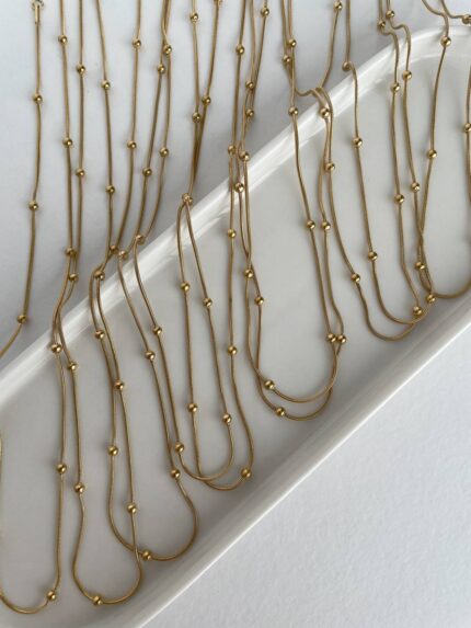 Çelik Gold Top Detaylı Zincir Kolye 60cm