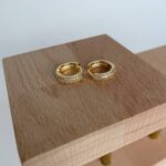 Özel Seri Zirkon Taşlı Gold Mini Halka Küpe