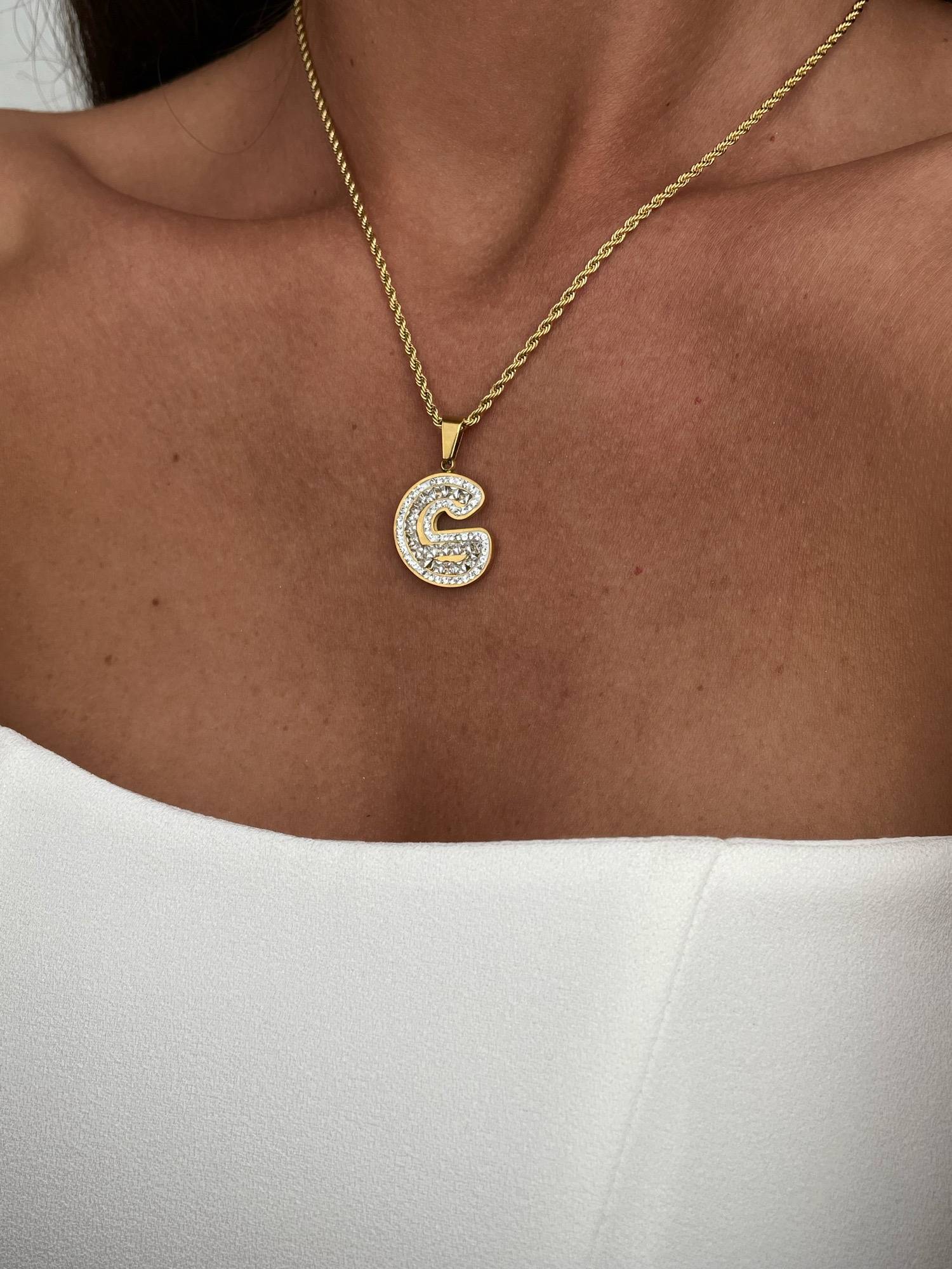 img_5207 Zirkon Taşlı Burgu Zinci G Harfli Kolye