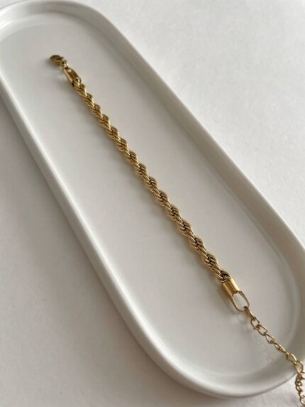 Çelik Gold 3mm Burgu Zincir Bileklik