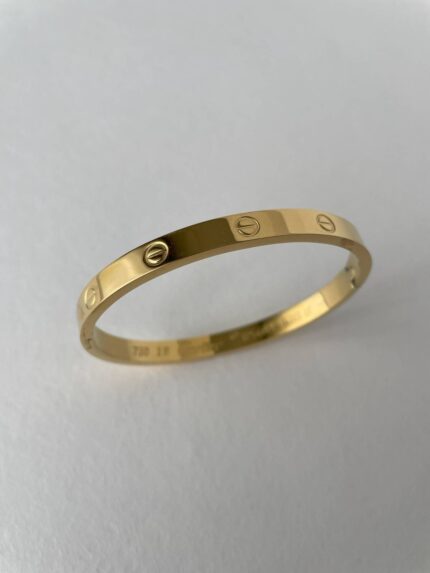 Çelik Marka İçi Yazılı Gold Kelepçe Bileklik