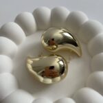 Çelik Büyük Boy Marka Muadil Gold Damla Küpe 4cm