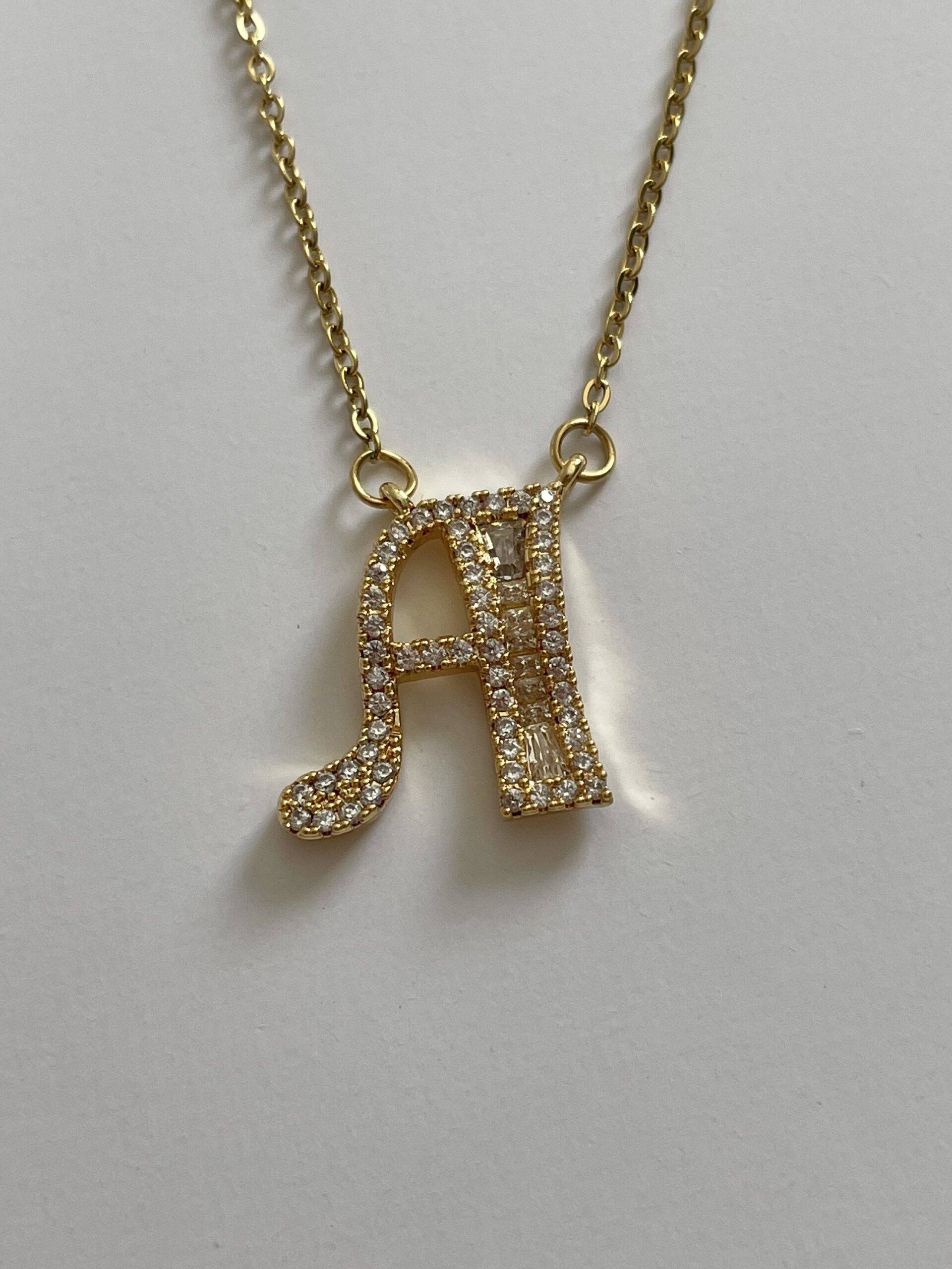 img_4427 Çelik Baget Taşlı A Harf Kolye
