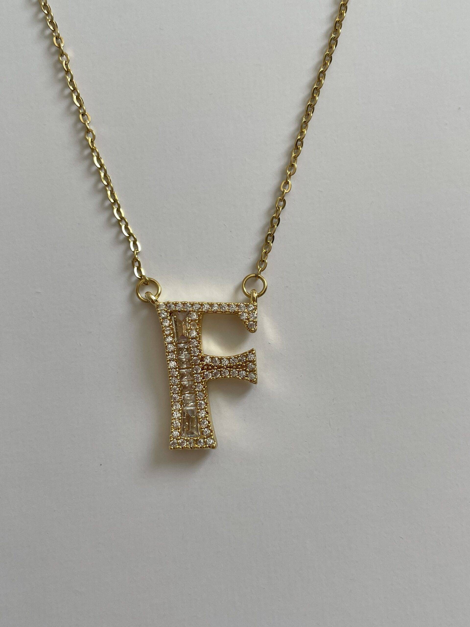 img_4436 Çelik Baget Taşlı F Harf Kolye