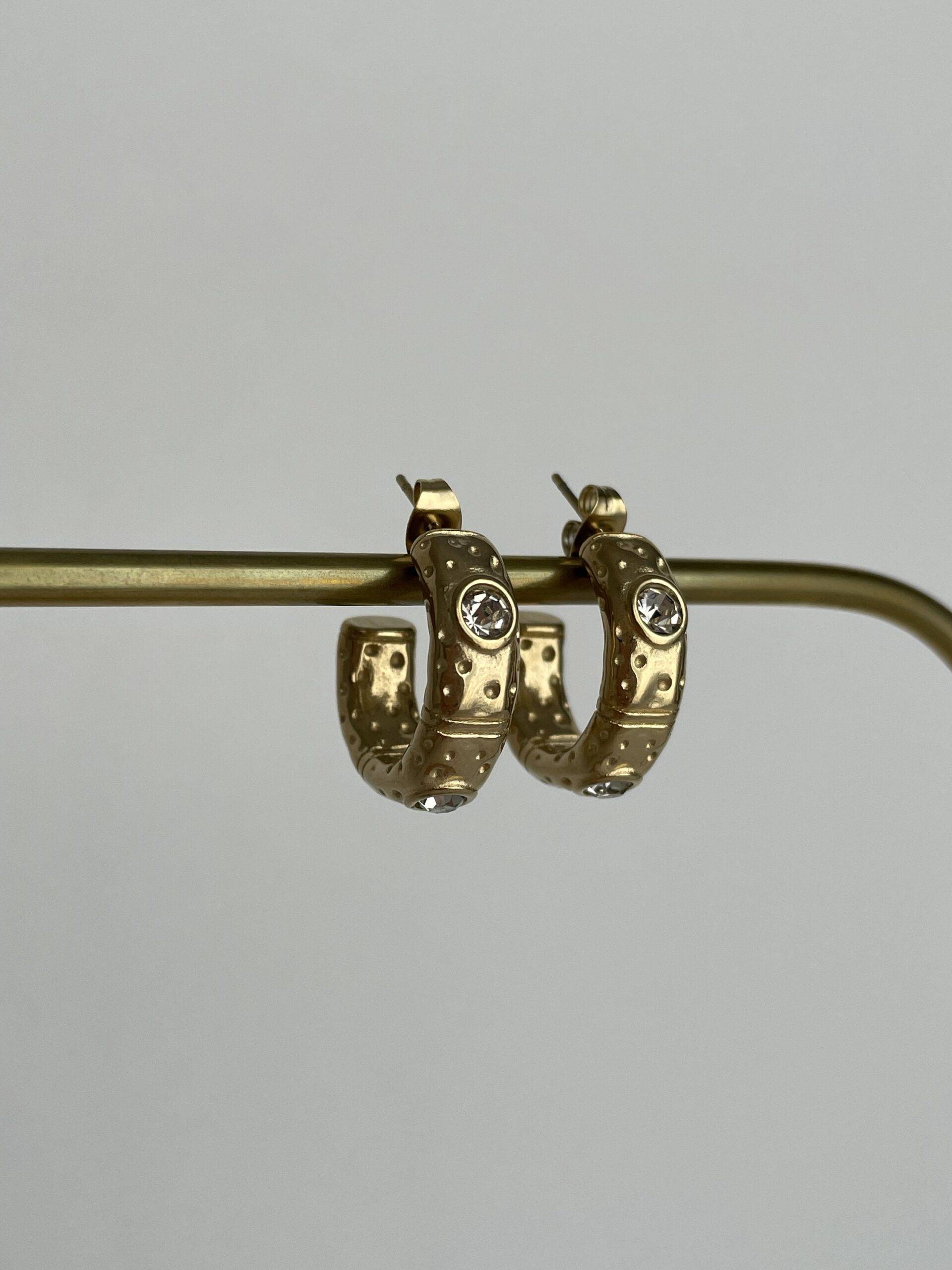 img_5625 Çelik Zirkon Taşlı Tasarım Halka Küpe