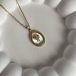 Çelik Melek Tasarım Oval Gold Kolye