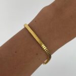 Çelik Yılan Sırtı Tasarım Gold Bileklik
