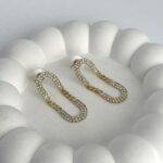 Özel Seri Zirkon Taşlı Oval Tasarım Gold Küpe