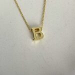 925 Gümüş Minimal Tasarım B Harf Gold Kolye
