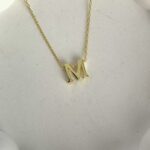 925 Gümüş Minimal Tasarım M Harf Gold Kolye