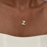 925 Gümüş Zirkon Taşlı Z Harf Gold Kolye