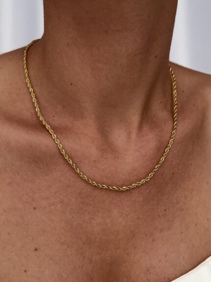 Çelik Gold Burgu Zincir Kolye 2mm 40+5cm