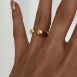Özel Seri Damla Top Tasarım Ayarlanabilir Gold Yüzük