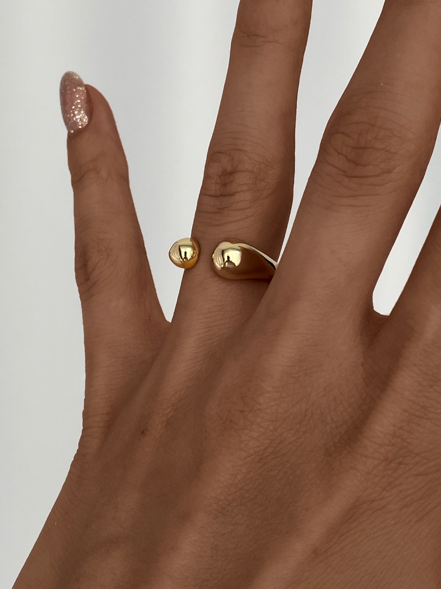 img_9261 Özel Seri Damla Top Tasarım Ayarlanabilir Gold Yüzük