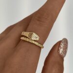 Özel Seri Zirkon Taşlı Yılan Tasarım Ayarlanabilir Gold Yüzük