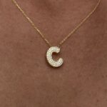 925 Gümüş Zirkon Taşlı C Harf Gold Kolye