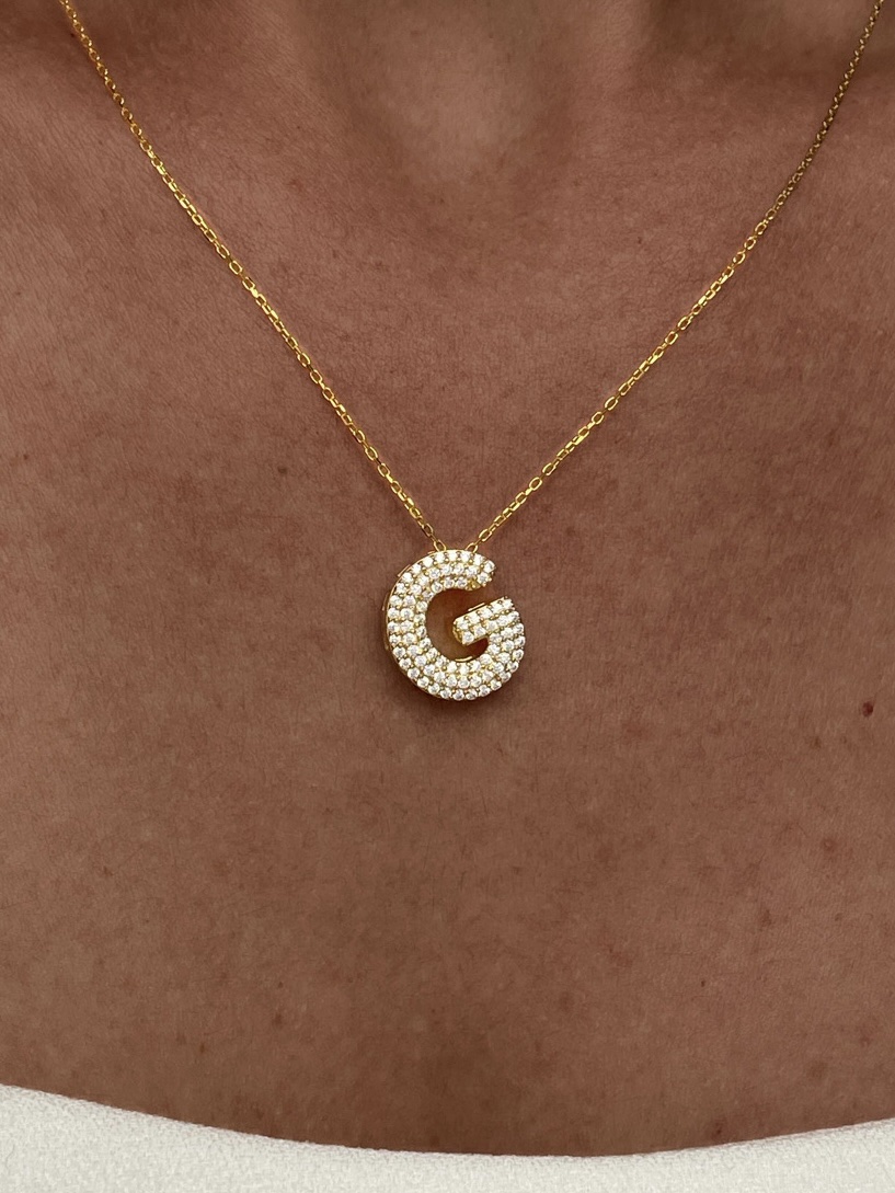 img_9261 925 Gümüş Zirkon Taşlı G Harf Gold Kolye