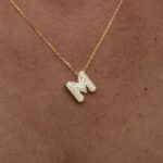 925 Gümüş Zirkon Taşlı M Harf Gold Kolye