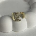 Özel Seri Zirkon Taşlı E Harf Gold Yüzük