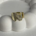 Özel Seri Zirkon Taşlı N Harf Gold Yüzük
