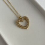 Özel Seri Zirkon Taşlı Gold Kalp Kolye