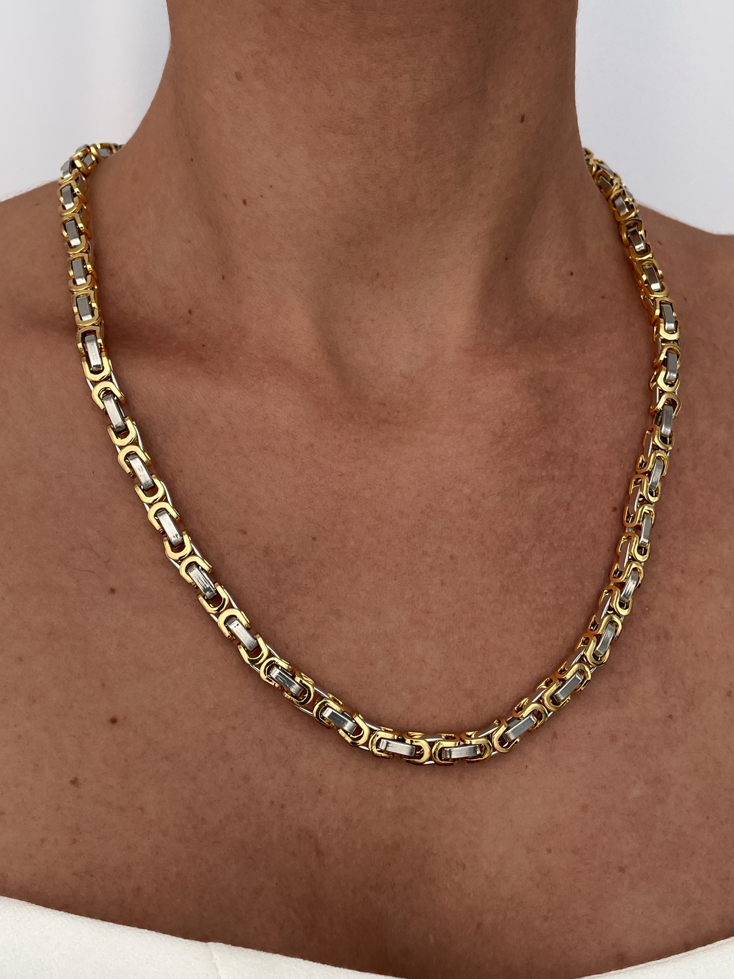 img_0668 Çelik Gold & Gümüş Figaro Zincir Kolye 55cm