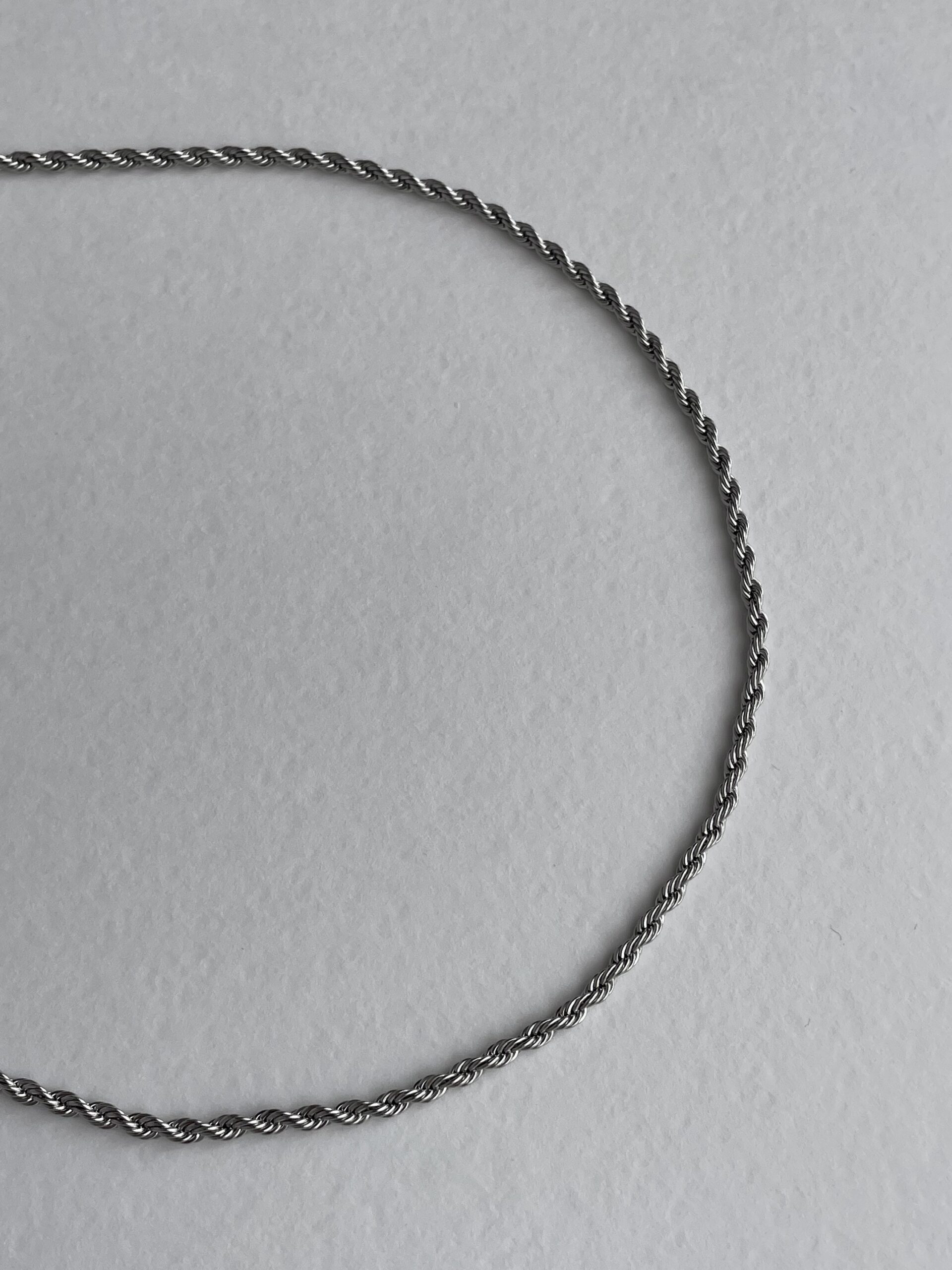 img_1412 Çelik Gümüş Burgu Zincir Kolye 2mm 40+5cm