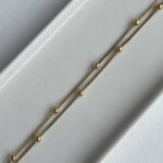Çelik İkili Zincir Top Detay Gold Halhal