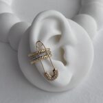 Özel Seri Çengelli İğne Tasarım Gold Earcuff