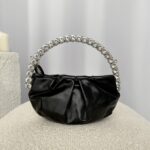 Cigno Nero - Mini Taşlı Yuvarlak Siyah Çanta