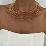 Özel Seri Geometrik Desen Marka Model Gold Choker Kolye