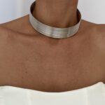 Özel Seri Geometrik Desen ZRA Model Gümüş Choker Kolye