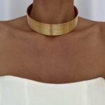 Özel Seri Geometrik Desen ZRA Model Gold Choker Kolye