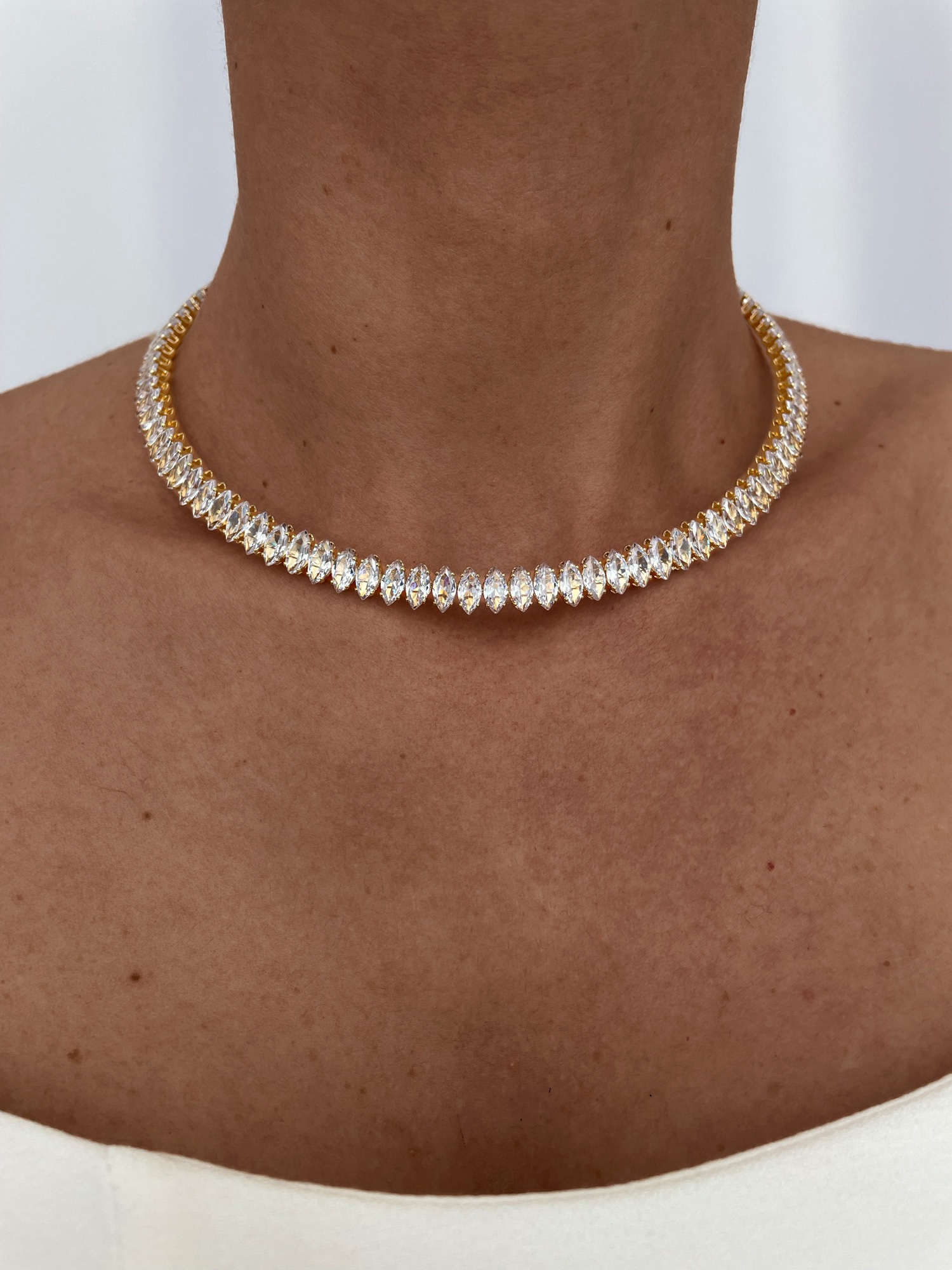 img_7360 Özel Seri Damla Baget Taş Gold Choker Kolye